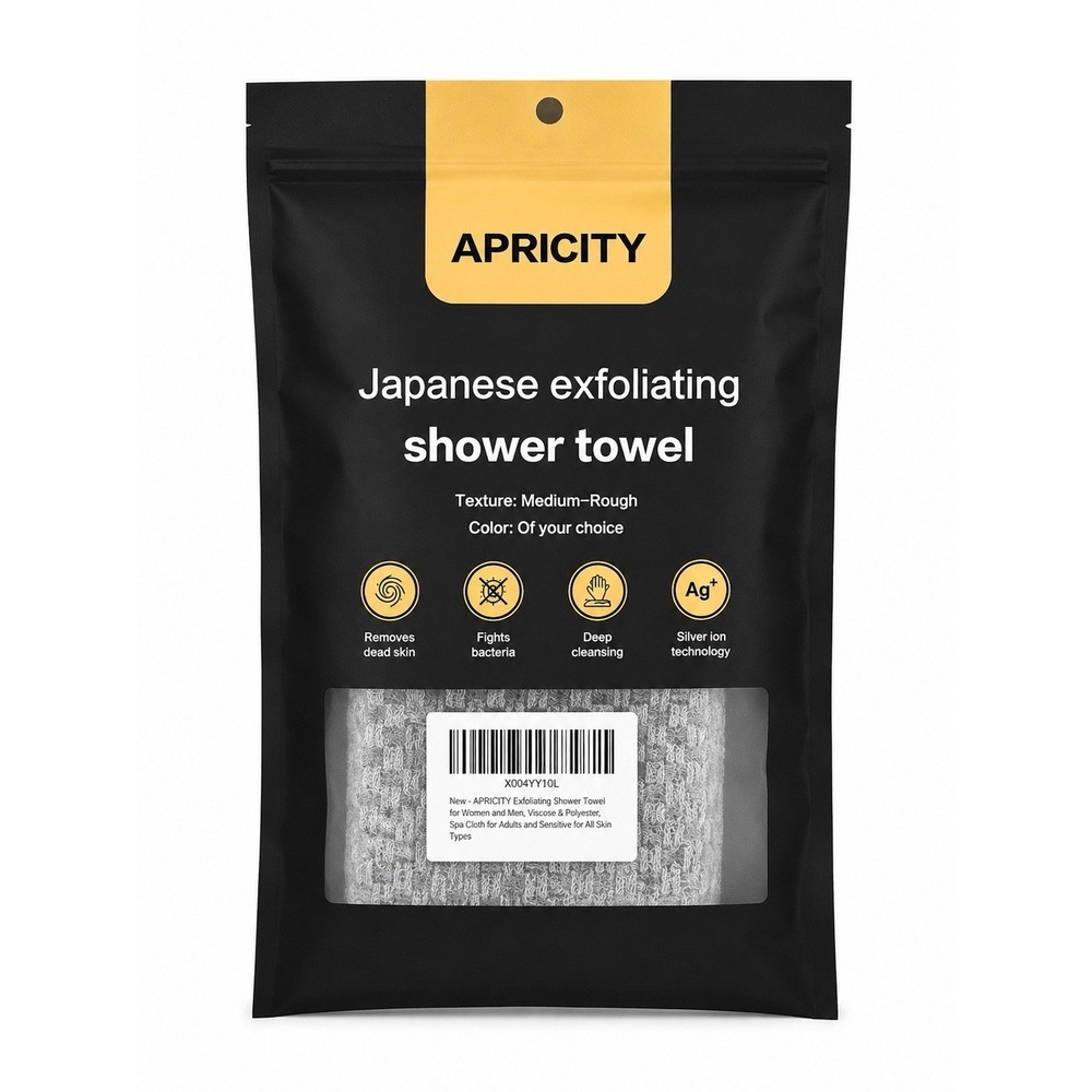 APRICITY Japanese Exfoliating Shower Towel Medium-Rough Body Scrubber Ag+ NEW